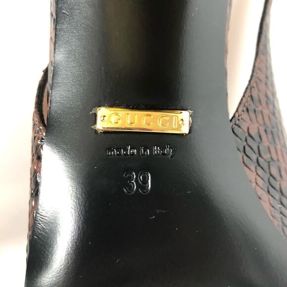 Gucci Baby Horsebit Snake Emboss Slingback Platform Heel Pumps 39 - Picture 8 of 8